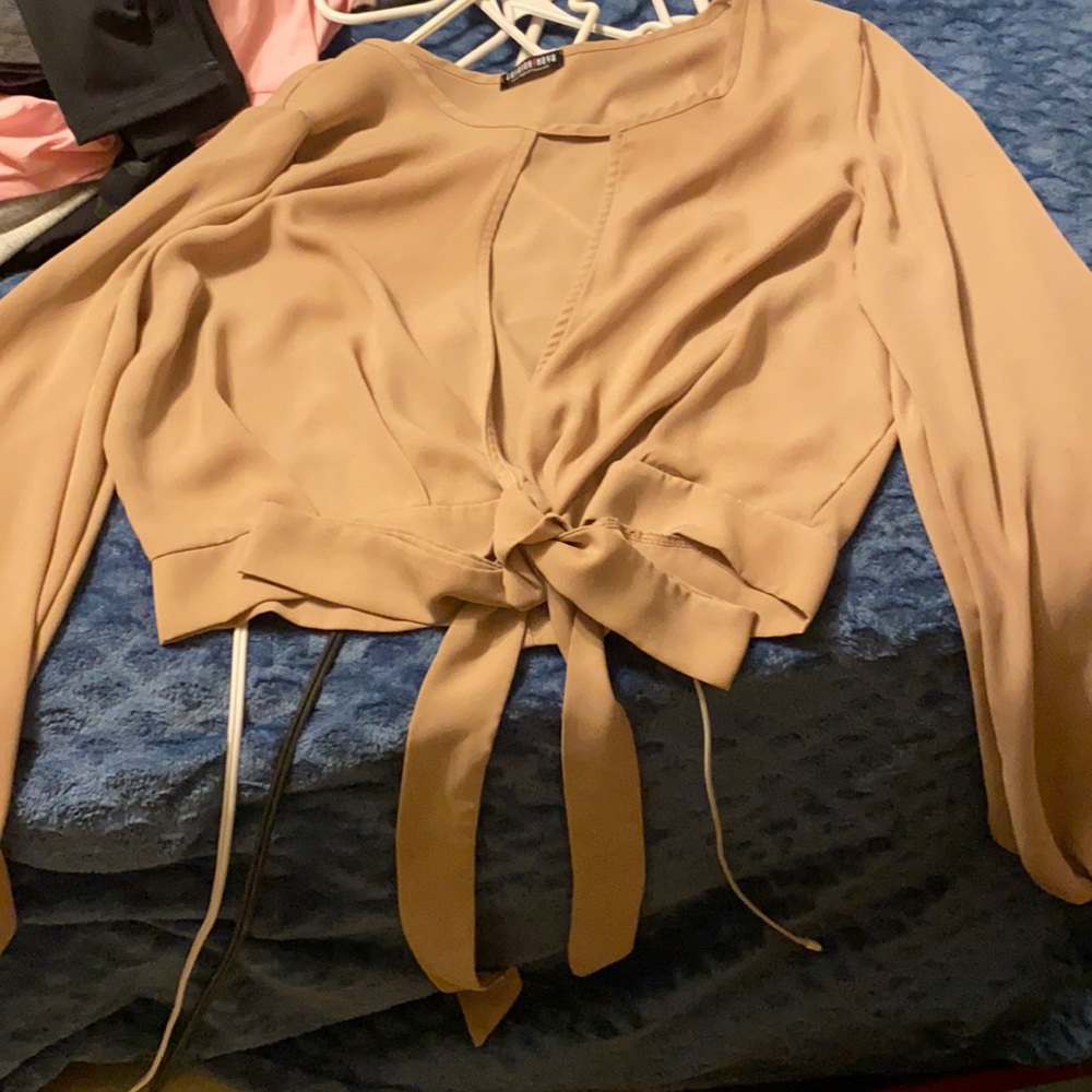 cream long sleeve blouse